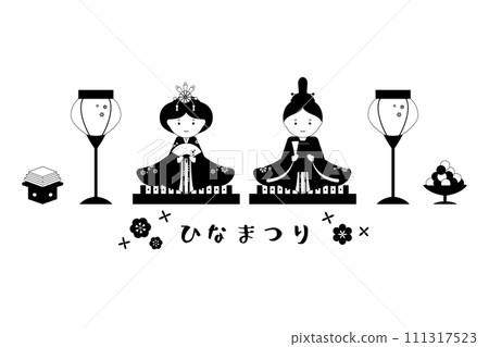 Cute simple Hinamatsuri set | Monochrome 111317523
