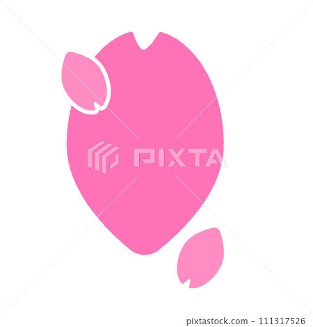Cute cherry blossom petal-shaped silhouette icon - Spring flowers, graduation entrance exams, Japanese image material 111317526