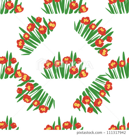 Flower pattern vector illustration. The flowery design evoked sense delicacy and femininity The flowered wallpaper created soothing and inviting atmosphere The flowering plants in garden created 111317942