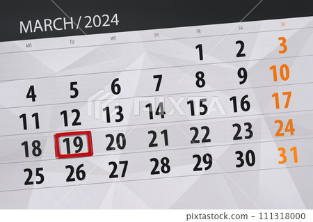 Calendar 2024, deadline, day, month, page, organizer, date, March, tuesday, number 19 Calendar 2024, deadline, day, month, page, organizer, date, March, tuesday, number 19 111318000