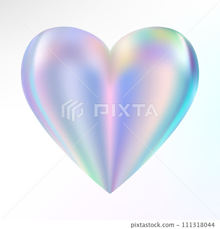 Holographic mother-of-pearl heart. Opal heart shape. Magic love talisman. Holographic mother-of-pearl heart. Opal heart shape. Magic love talisman. 111318044