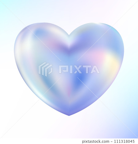 Holographic heart. Fluid liquid chrome heart shape. 3d y2k 111318045