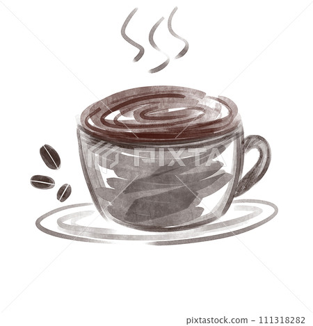 Simple watercolor hand-painted style hot coffee & saucer Simple watercolor hand-painted style hot coffee & saucer 111318282
