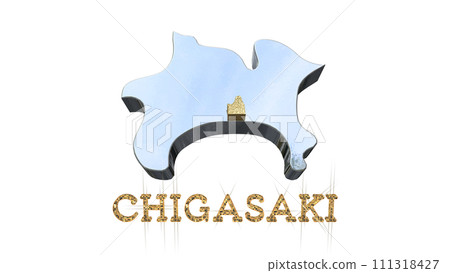 [Alpha Channel] 3D perspective projection figure of Kanagawa Prefecture that emphasizes the topography of Chigasaki 111318427