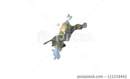 [Alpha Channel] 3D equilibrium projection of Ehime Prefecture that emphasizes the topography of Matsuyama 111318442