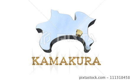 [Alpha Channel] 3D perspective projection of Kanagawa Prefecture that emphasizes the topography of Kamakura 111318458