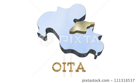 [Alpha Channel] 3D perspective projection of Oita Prefecture that emphasizes the topography of Oita 111318537