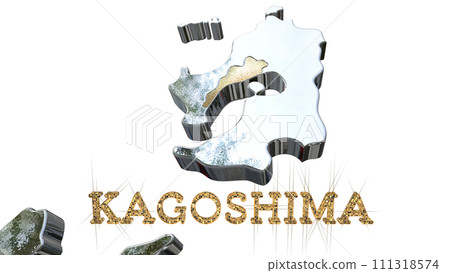 [Alpha Channel] 3D perspective projection of Kagoshima Prefecture that emphasizes the topography of Kagoshima 111318574