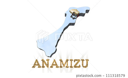 [Alpha Channel] 3D perspective projection of Ishikawa Prefecture that emphasizes the topography of Anamizu 111318579