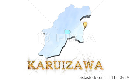 [Alpha Channel] 3D perspective projection of Nagano Prefecture highlighting the topography of Karuizawa 111318629