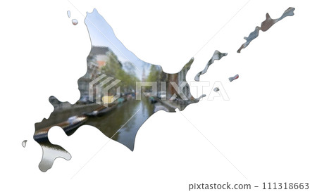 [Alpha channel] 3D equilibrium projection of Hokkaido highlighting the topography of Furano 111318663