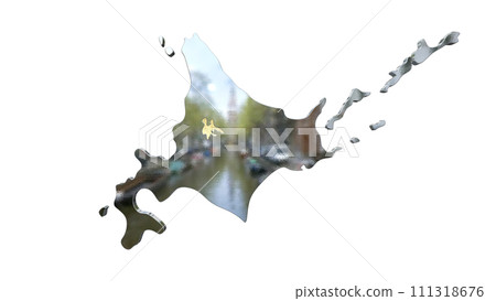 [Alpha通道]強調旭川地形的北海道3D透視投影 111318676