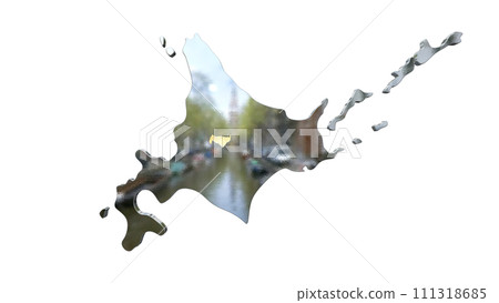 [Alpha Channel] 3D perspective projection of Hokkaido that emphasizes the topography of Biei 111318685