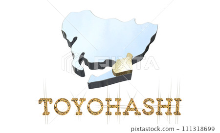 [Alpha Channel] 3D perspective projection of Aichi Prefecture highlighting the topography of Toyohashi 111318699