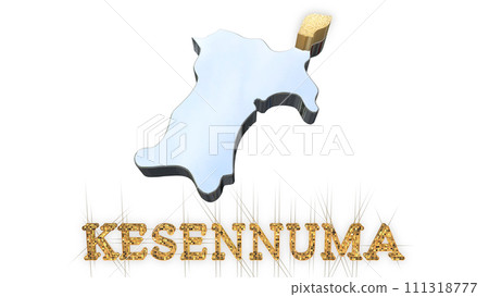 [Alpha Channel] 3D perspective projection of Miyagi Prefecture highlighting the topography of Kesennuma 111318777