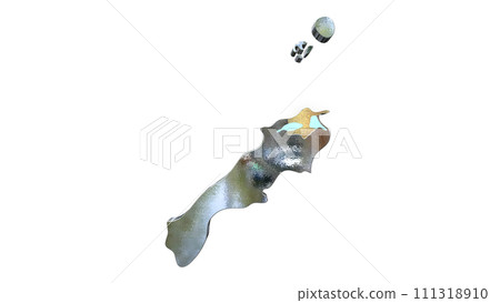 [Alpha Channel] 3D perspective projection of Shimane Prefecture that emphasizes the topography of Matsue 111318910