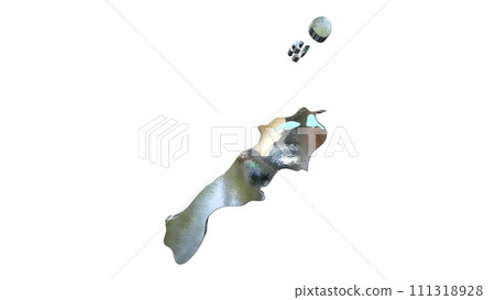 [Alpha Channel] 3D perspective projection figure of Shimane Prefecture that emphasizes the topography of Izumo 111318928
