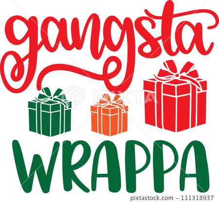 Gangsta Wrappa, Merry Christmas, Santa, Christmas Holiday, Vector Illustration File 111318937