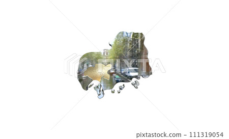 [Alpha Channel] 3D perspective projection of Hiroshima Prefecture highlighting the topography of Hiroshima 111319054