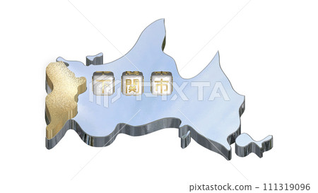 [Alpha Channel] 3D equilibrium projection of Yamaguchi Prefecture highlighting the topography of Shimonoseki 111319096