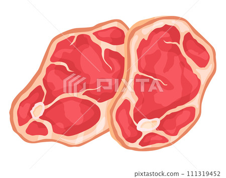 Meat icon. Product for counter of the butcher store. Supermarket food. Top view decorative vector illustration 111319452