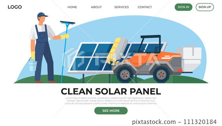 Solar panel vector illustration. Solar power stations harness suns energy to generate electricity Alternative energy sources, such as solar cells, provide cleaner and more sustainable option 111320184