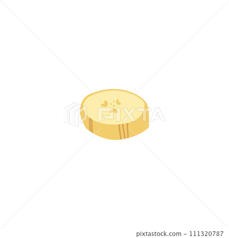 Fresh banana slice icon, natural food, vector cartoon tropical fruit isolated, healthy sweets for snacking or decoration 111320787
