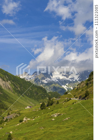 Landscape near Sustenpass with high alpine road, Innertkirchen - Gadmen, Switzerland 111321085