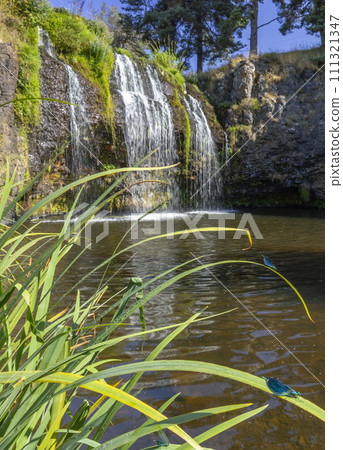 Waterfall Cascade des Veyrines near Allanche in French highlands, Auvergne, Cantal, France Waterfall Cascade des Veyrines near Allanche in French highlands, Auvergne, Cantal, France 111321347