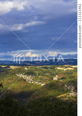 Castle and village in Najac, Aveyron, Southern France Castle and village in Najac, Aveyron, Southern France 111321462