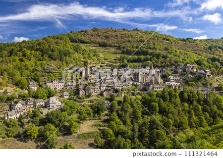 UNESCO village of Conques-en-Rouergue in Aveyron department, France UNESCO village of Conques-en-Rouergue in Aveyron department, France 111321464
