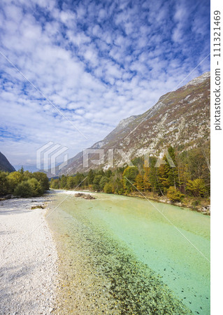 Landscape with river near village Bovec, Triglavski national park, Slovenia 111321469