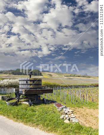 Old wine press, Cote de Nuits, Burgundy, France Old wine press, Cote de Nuits, Burgundy, France 111321841