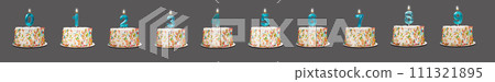 Happy birthday bento cakes woth number candles, candlelight isolated on white background Happy birthday bento cakes woth number candles, candlelight isolated on white background 111321895