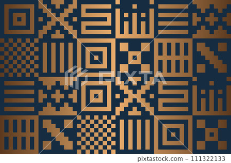 Seamless vector ethnic geometric golden pixel pattern. Abstract mexican background with gold bronze texture. Copper graphic print. Repeating folk sacral grid. Aztec native luxury wrapping paper Seamless vector ethnic geometric golden pixel pattern. Abstract mexican background with gold bronze texture. Copper graphic print. Repeating folk sacral grid. Aztec native luxury wrapping paper 111322133