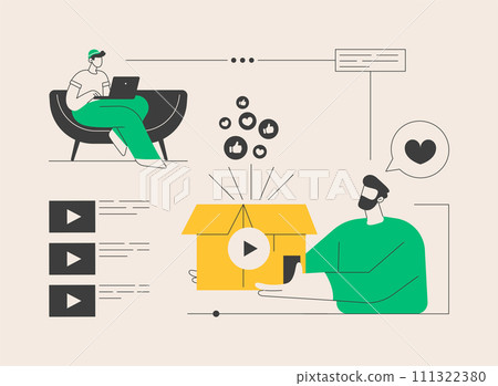 Unboxing video abstract concept vector illustration. Unboxing video abstract concept vector illustration. 111322380