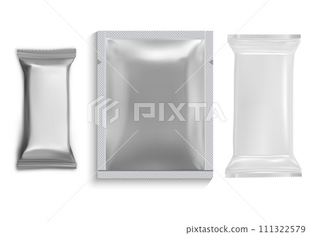 Chocolate bar wrapper. Foil pouch mock up, vector 111322579