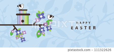 Easter banner, birds,  background floral design, decorative banner template 111322626