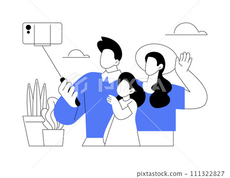 Selfie stick isolated cartoon vector illustrations. 111322827