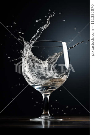 AI-generated content. Dynamic water splash in clear glass AI-generated content. Dynamic water splash in clear glass 111323070