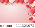 AI-generated content. Red paper hearts isolated on white background 111323073