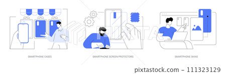 Smartphone protection accessories isolated cartoon vector illustrations se Smartphone protection accessories isolated cartoon vector illustrations se 111323129