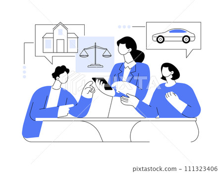 Division of assets isolated cartoon vector illustrations. Division of assets isolated cartoon vector illustrations. 111323406