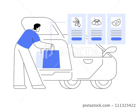 Loading groceries isolated cartoon vector illustrations. Loading groceries isolated cartoon vector illustrations. 111323422