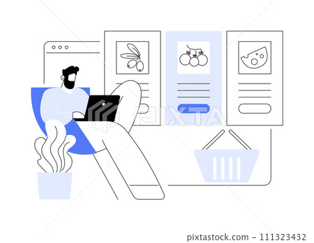 Choosing grocery online isolated cartoon vector illustrations. Choosing grocery online isolated cartoon vector illustrations. 111323432