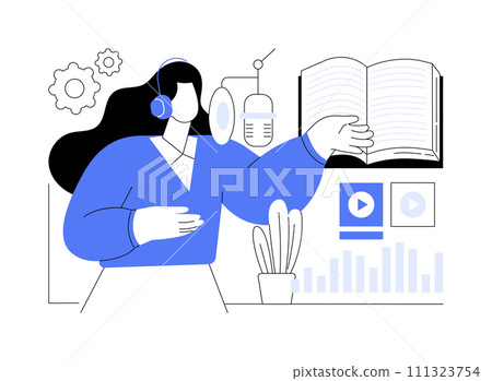 Voice-over artist isolated cartoon vector illustrations. Voice-over artist isolated cartoon vector illustrations. 111323754