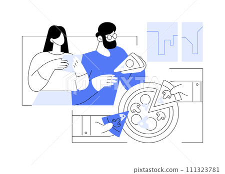 Pizza in the office isolated cartoon vector illustrations. 111323781