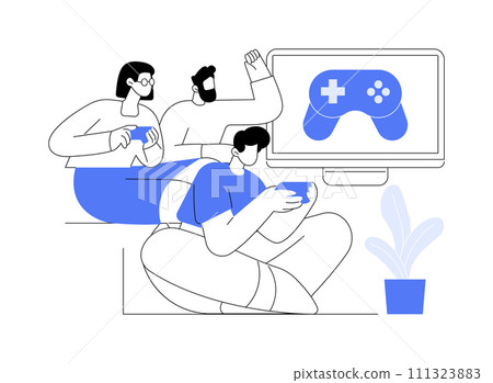 Video gaming lounge isolated cartoon vector illustrations. Video gaming lounge isolated cartoon vector illustrations. 111323883