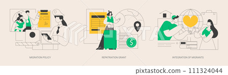 Peoples resettling abstract concept vector illustrations. 111324044