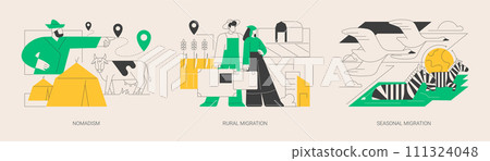 Changing habitation abstract concept vector illustrations. 111324048